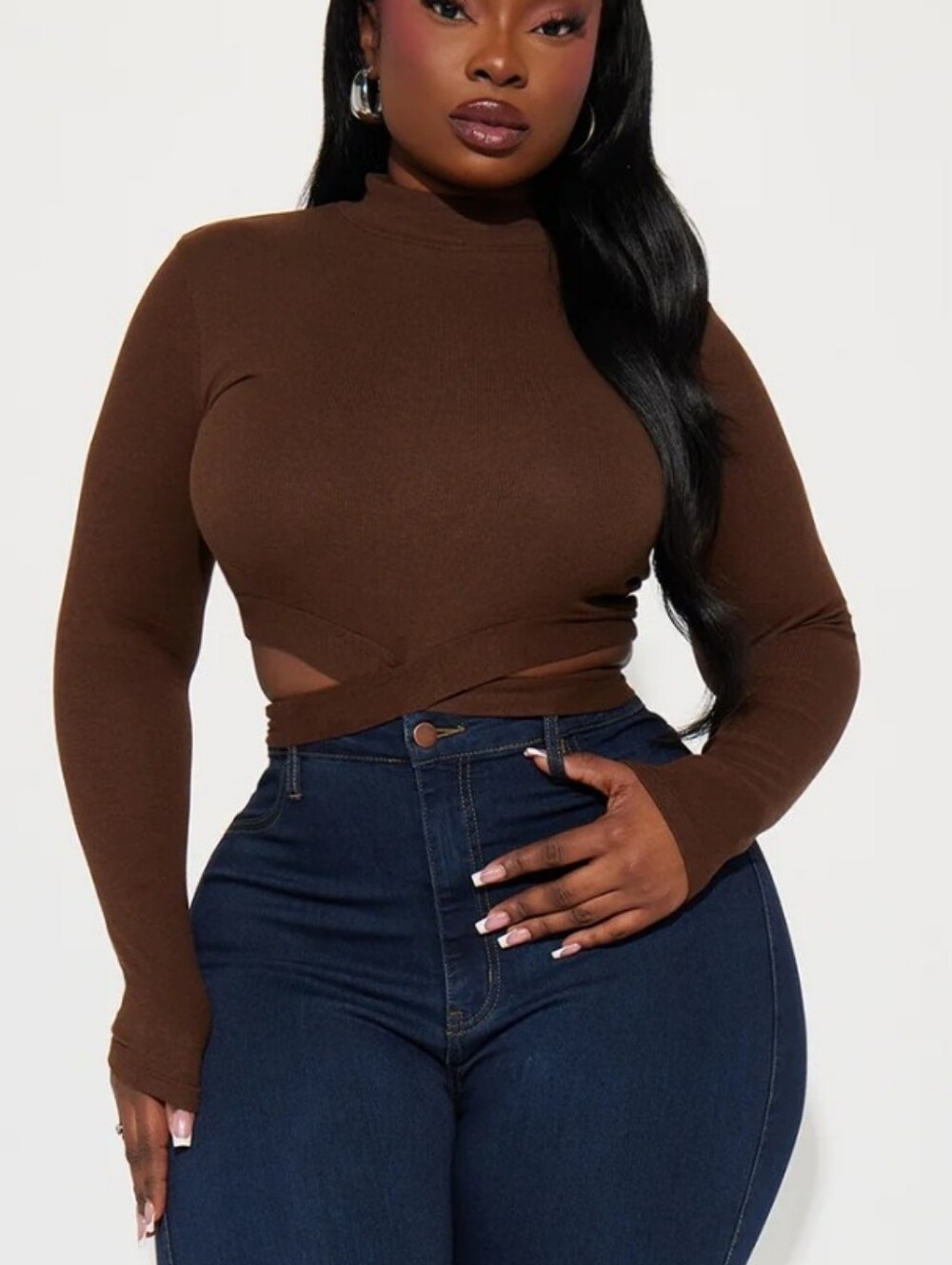Fashion Nova Size 2X Brown Top Cut Outs